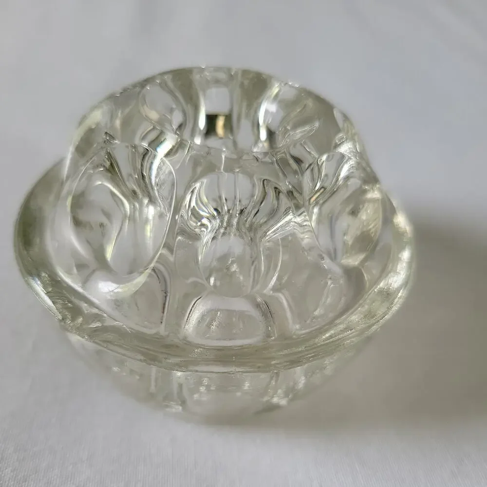 VTG Reims France Crystal Flower Frog Vase Insert 9 Hole Floral Vase 1950